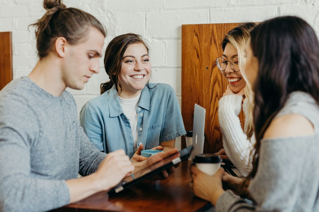 group of friends chatting online