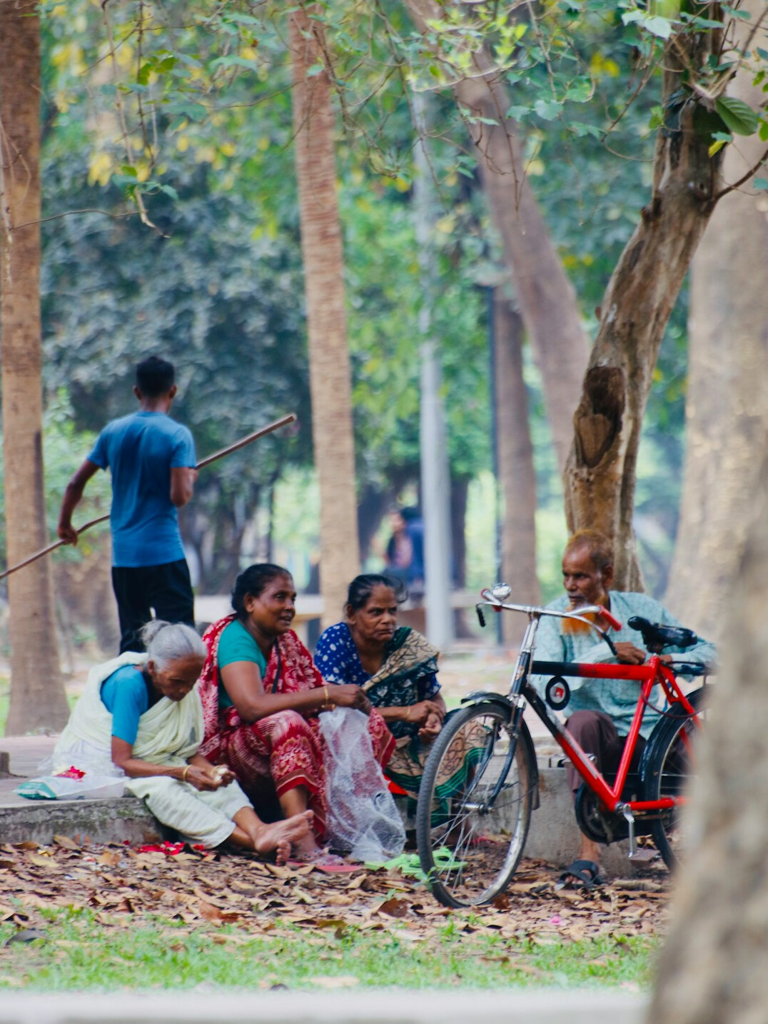 group discussion in park
